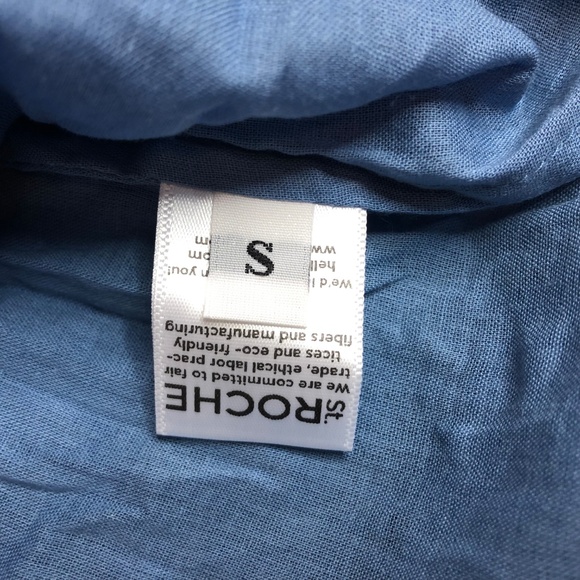 St.Roche S Dress 100% Silk Blue Tiered Spaghetti - Picture 7 of 8